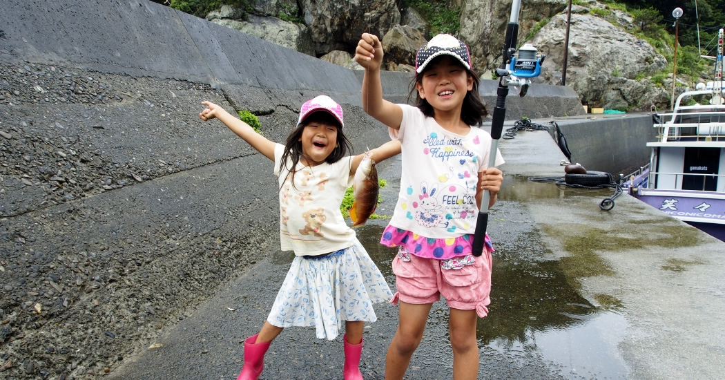 堤防から釣り体験